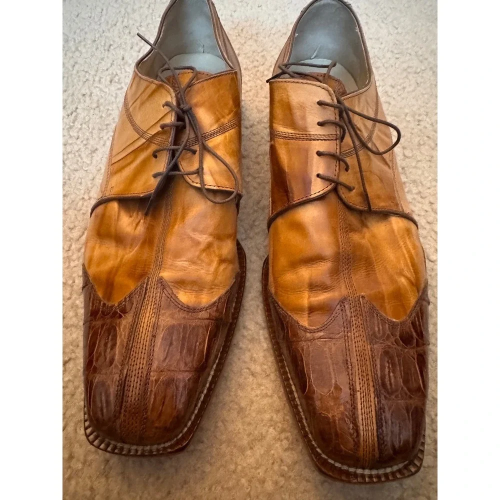 Belvedere Florence Genuine Crocodile Leather Italian Dress Shoes Sz 13 M